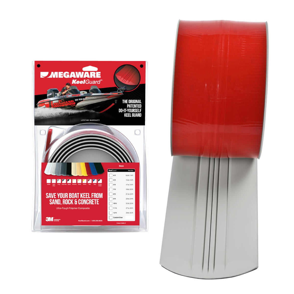 Megaware KeelGuard Self-Adhesive Boat Keel Protector - Available in 6', 7', and 8' Lengths, Multiple Colors