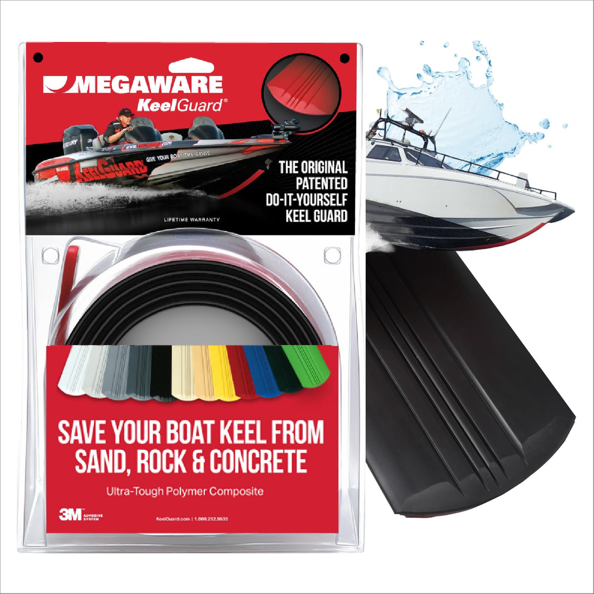 Megaware KeelGuard Self-Adhesive Boat Keel Protector - Available in 6', 7', and 8' Lengths, Multiple Colors