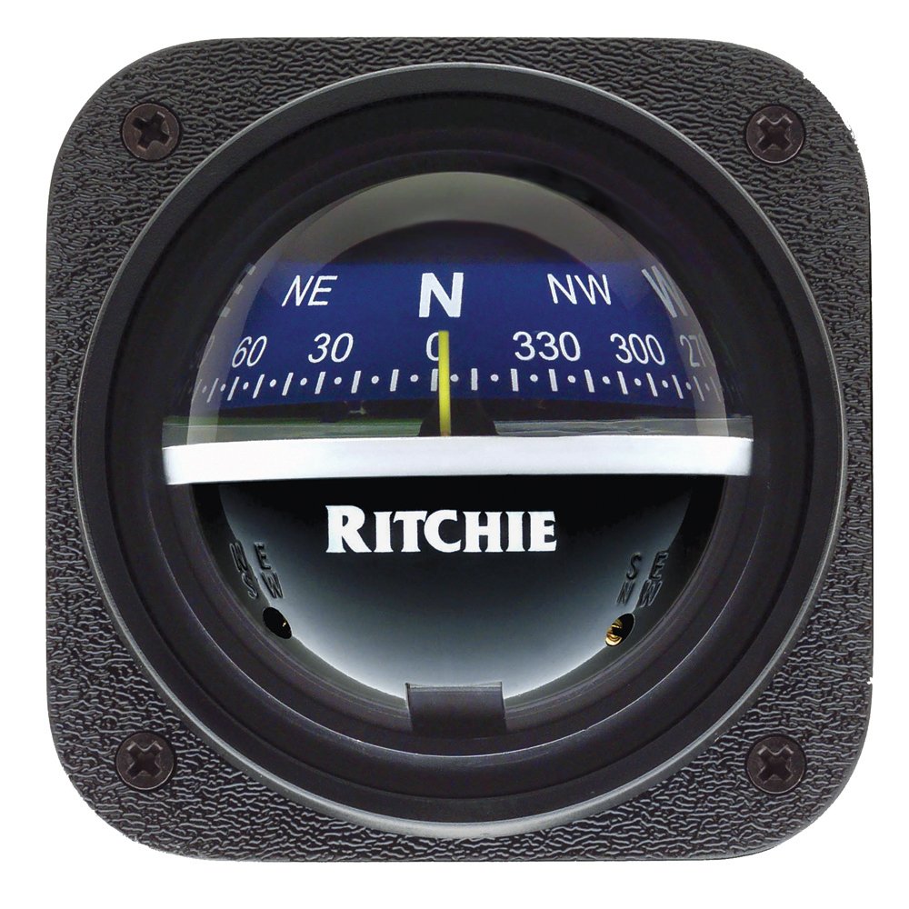 Ritchie Compass V-537B Explorer Bulkhead Mount Compass, Black Housing, Blue Dial