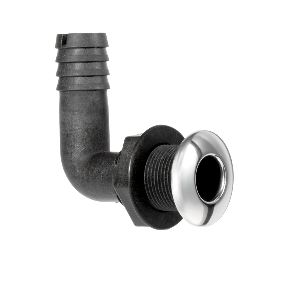 Whitecap 90 Degree Thru-Hull Fitting with Hose Barb, 1-1/8 Inch, 316 Stainless Steel and Plastic, S-3810C