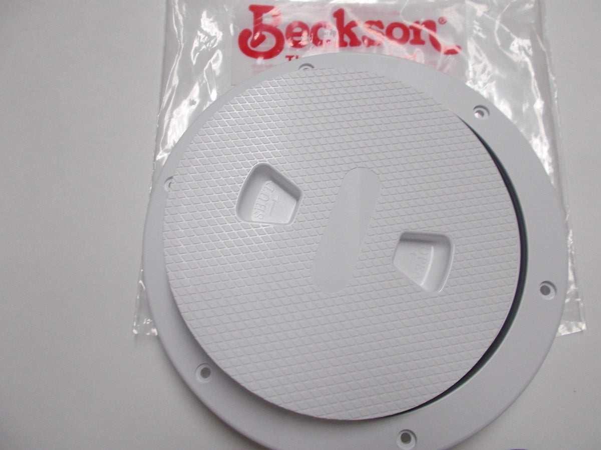 Beckson Marine 6 Inch Screw-In Deck Plate, Diamond Pattern - White or Black