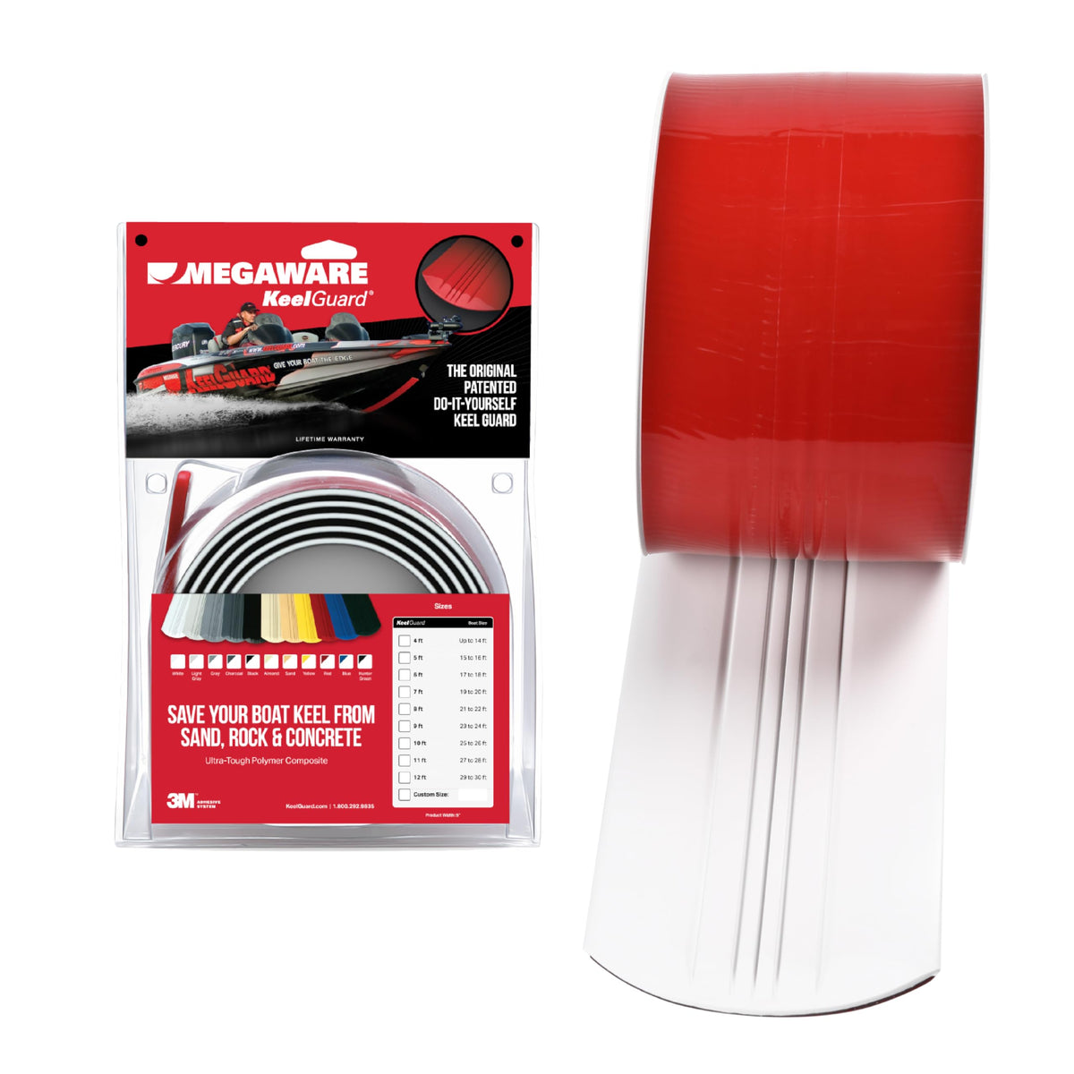 Megaware KeelGuard Self-Adhesive Boat Keel Protector - Available in 6', 7', and 8' Lengths, Multiple Colors