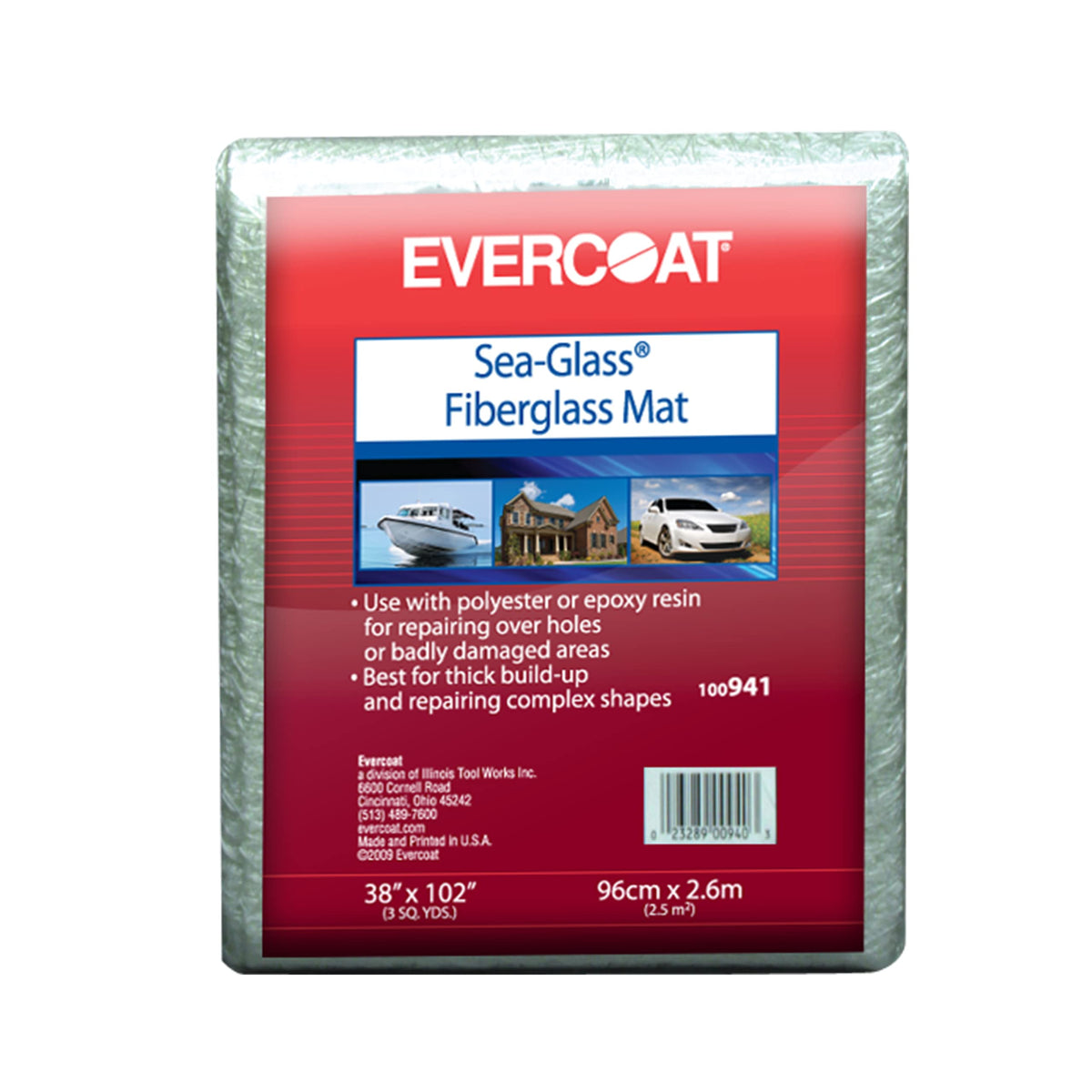 Evercoat Non-Woven Fiberglass Mat, 1.5 oz - Available in 9 Sq Ft and 27 Sq Ft Sheets
