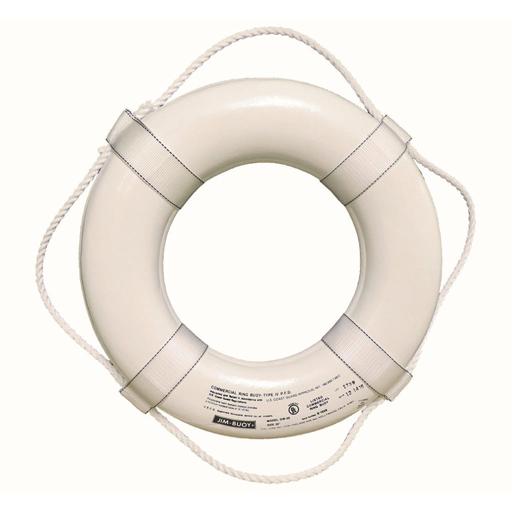 Cal June Jim-Buoy USCG Approved Foam Ring Buoy - Available in 20" to 30", White