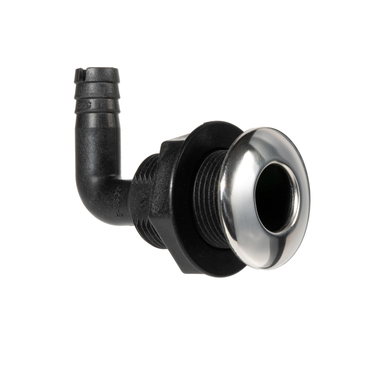 Whitecap Industries 90 Degree Thru-Hull Fitting with Barb, 5/8 Inch Hose, 316 Stainless Steel and Nylon, S-3807C