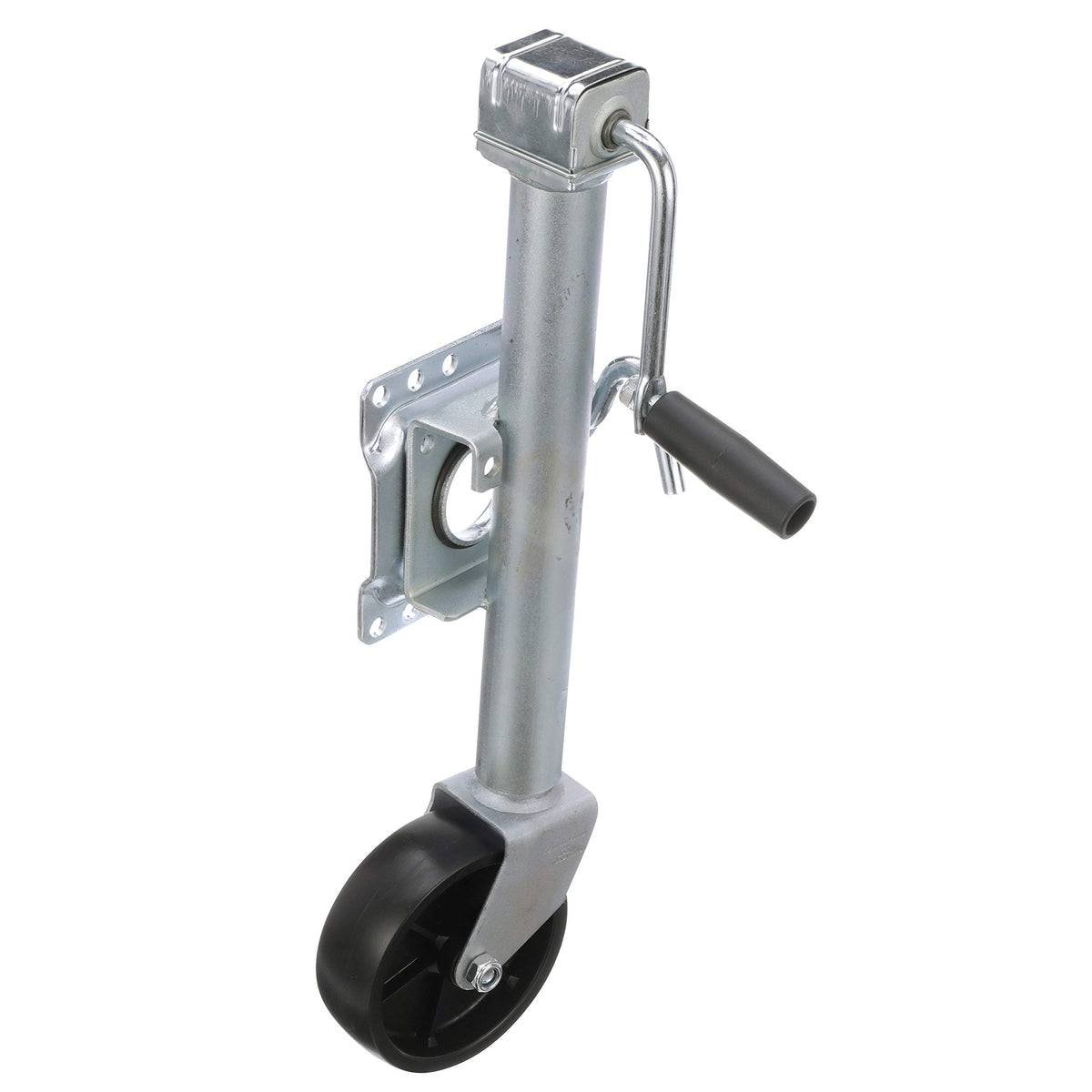 Attwood 11127-4 Fold-Up Trailer Jack, 1,000-Pound Capacity, 10-Inch Travel, 24-Inch Lift, Single Wheel