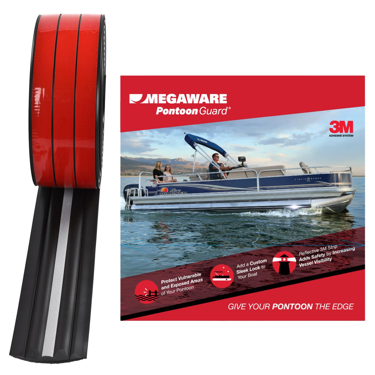 Megaware KeelGuard PontoonGuard 40 ft Kit (2 x 20 ft), Black, Fits Pontoons up to 25 Feet