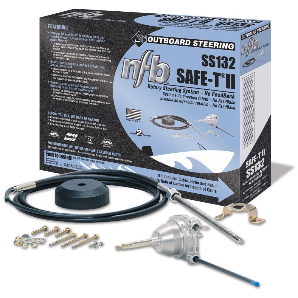 SeaStar SS13220 NFB Safe-T II Rotary Steering Kit, 20 Foot Cable, No Feedback Boat Steering System