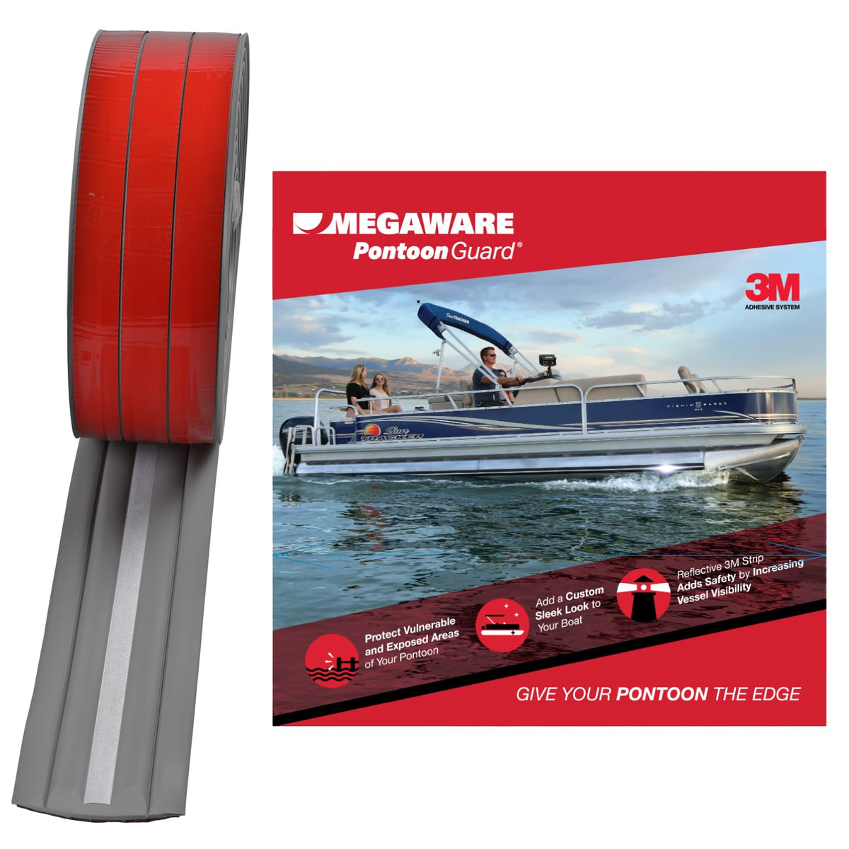 Megaware KeelGuard PontoonGuard Kit - Gray Bolt-On Pontoon Log Protection, Available in 32 ft and 40 ft