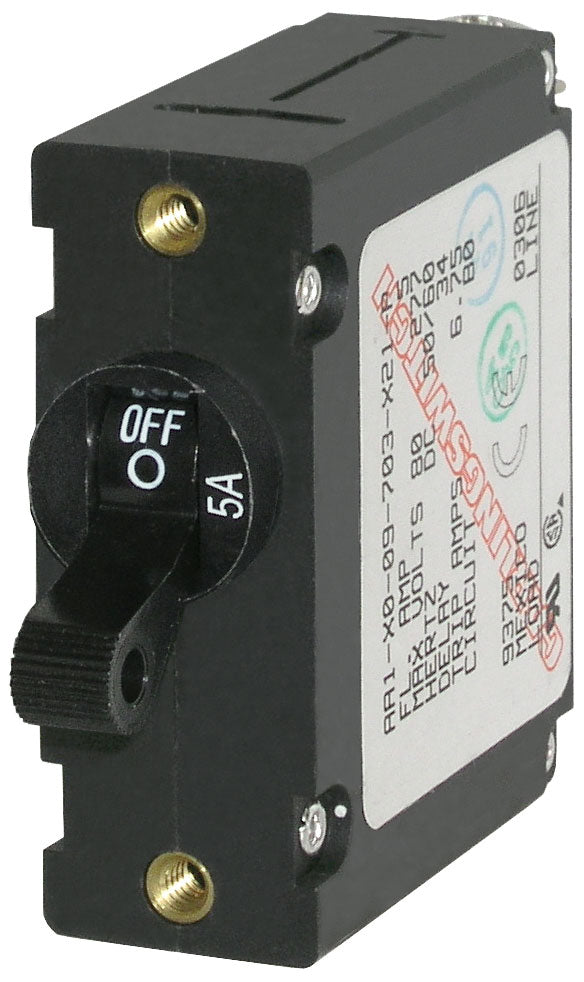 Blue Sea Systems 7200 AA1 Toggle Circuit Breaker, 5 Amp, Single Pole, Black