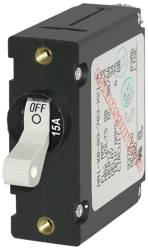 Blue Sea Systems White Single Pole Toggle Circuit Breakers - 15A to 50A DC