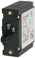 Blue Sea Systems 7216 AC/DC Single Pole Magnetic Hydraulic Circuit Breaker - 25 Amp, 65V DC, Black
