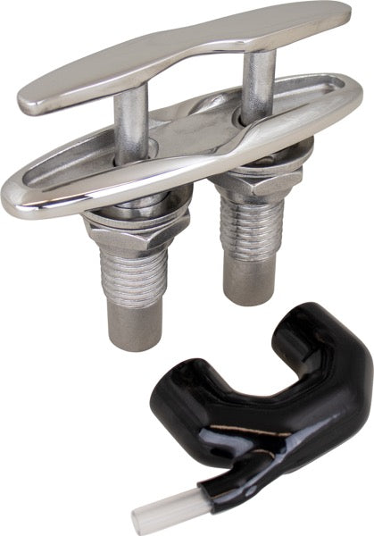 Sea-Dog Pull-Up Cleat, 5-3/4 Inch, 316 Stainless Steel Flush Mount Deck Cleat with Studs
