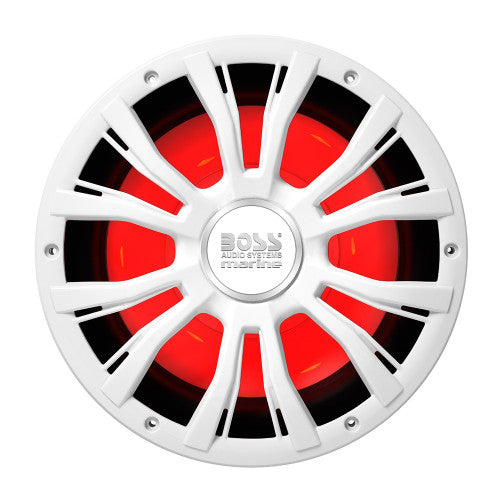 BOSS Audio Systems MRGB10W 10 Inch Marine Subwoofer, 800 Watts Max, Dual 2 Ohm Voice Coil, RGB Illumination, Weatherproof