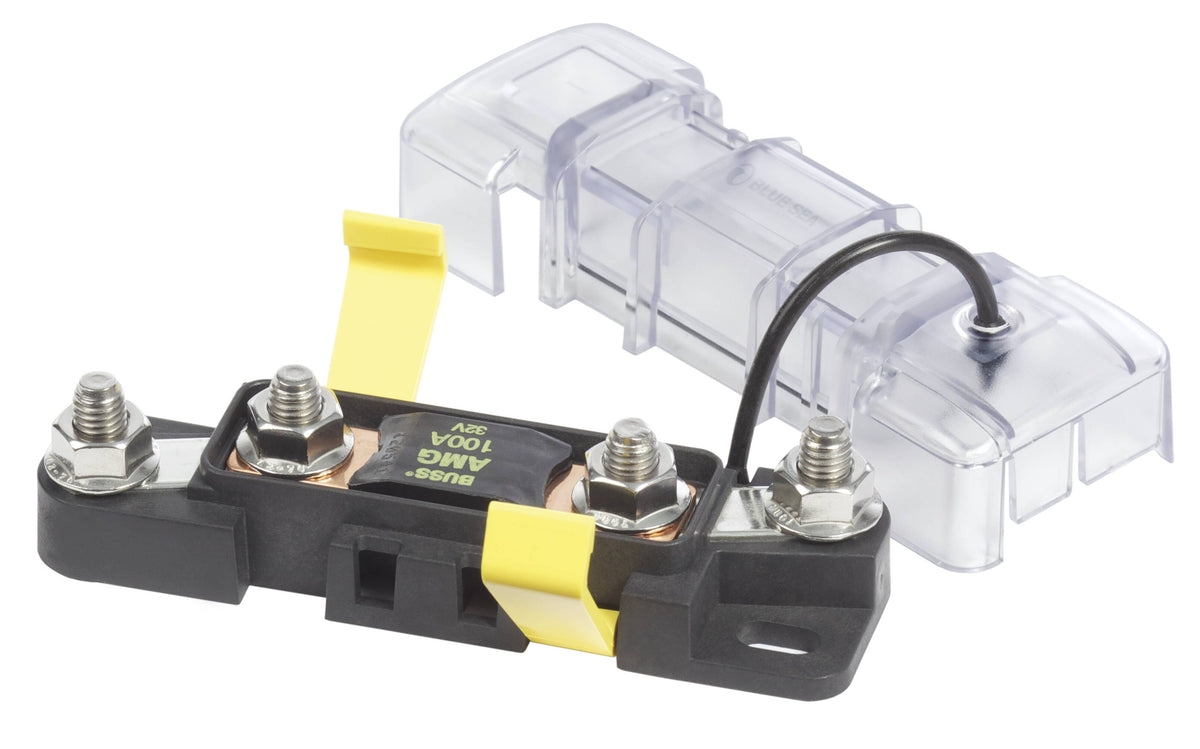 Blue Sea Systems 7721 Safety Fuse Block for MEGA/AMG Fuses, Ignition Protected DIN Rail Mount