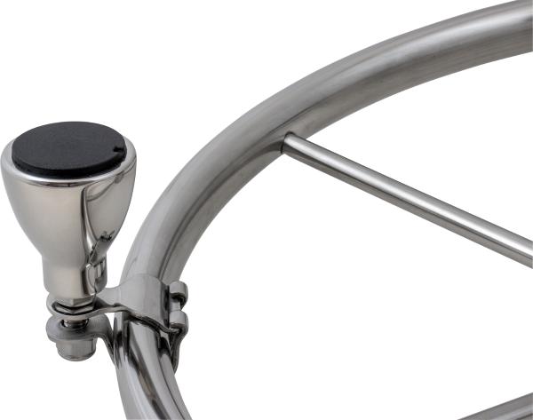 Sea-Dog Stainless Steel 3-Spoke Steering Wheel with Knob, 15-1/2 Inch, 25 Degree Dish, Fits 3/4 Inch Tapered Shafts