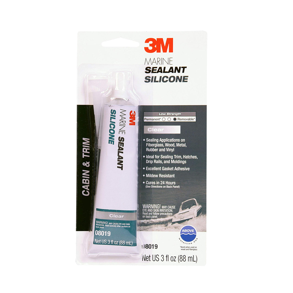 3M Marine Grade Silicone Sealant, Clear - Available in 3 fl oz Tube and 10.3 fl oz Cartridge