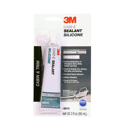3M Marine Grade Silicone Sealant, Clear - Available in 3 fl oz Tube and 10.3 fl oz Cartridge