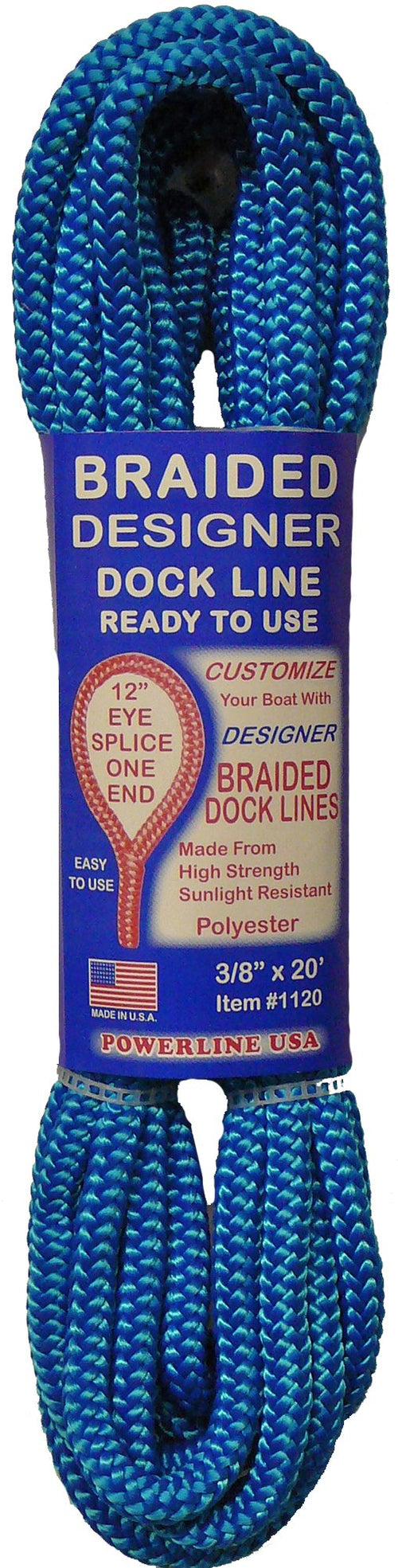 AAmstrand Dock Line - Braided Polyester Mooring Line with Eye Splice, 3/8" x 20'