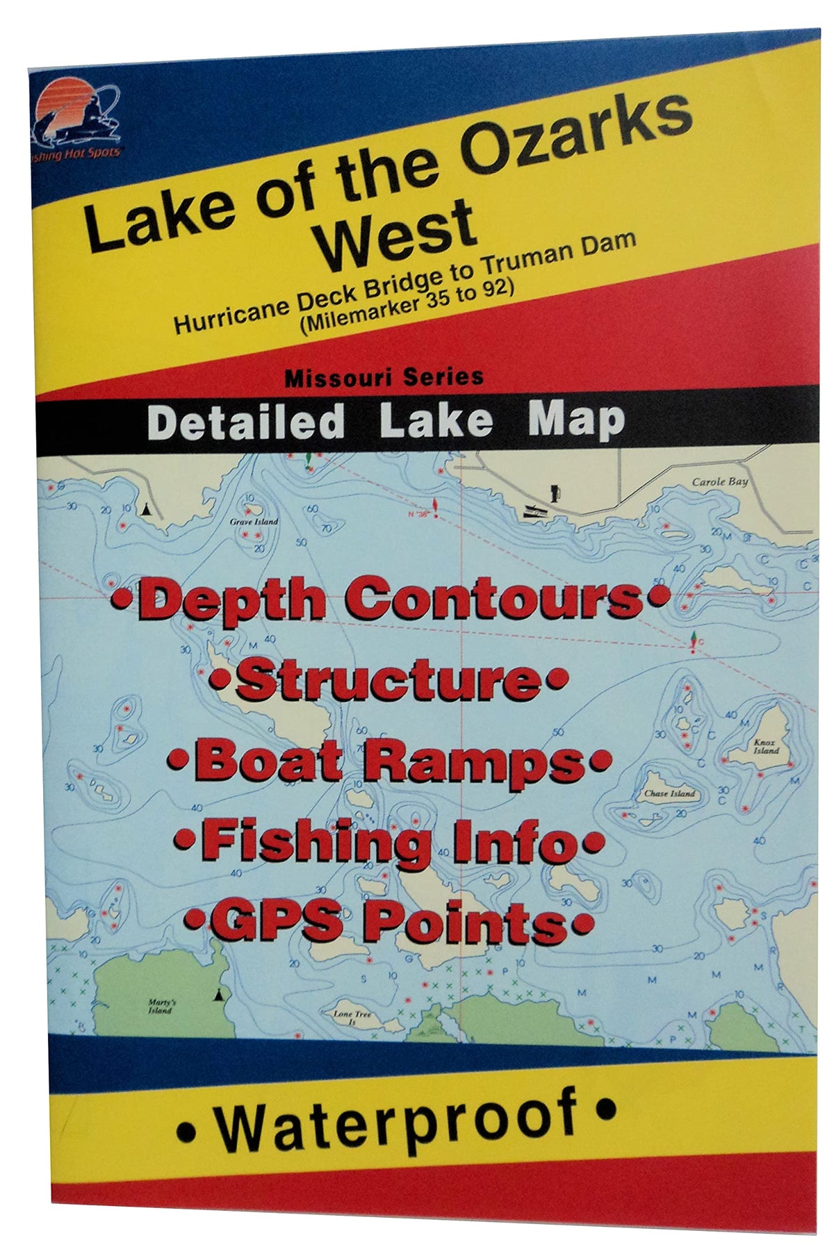 Fishing Hot Spots Lake of the Ozarks West Missouri Waterproof Fishing Map L158