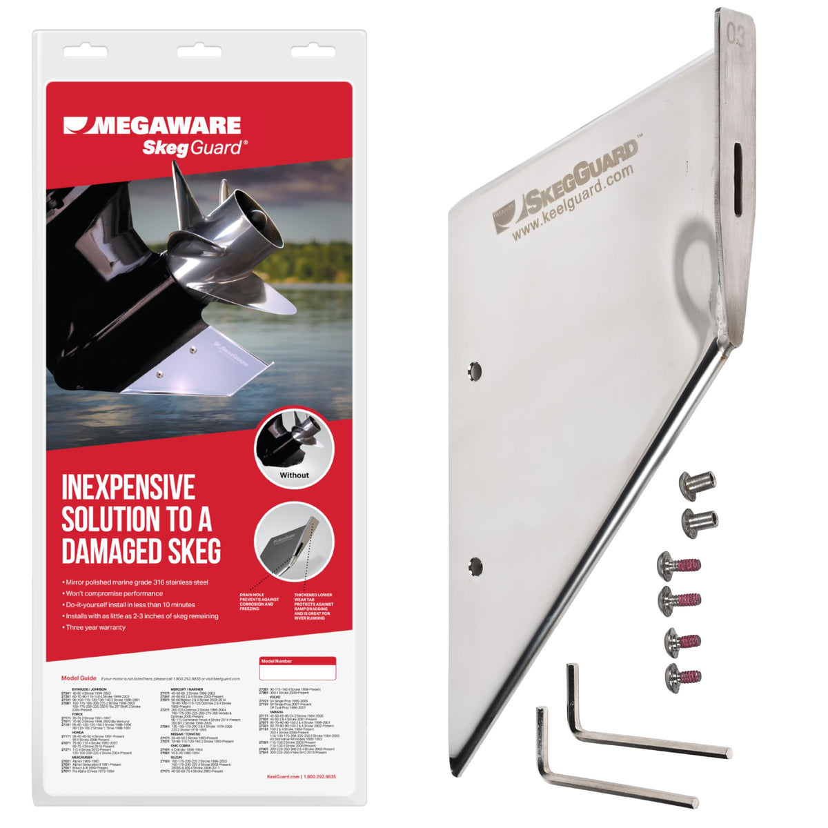 Megaware KeelGuard SkegGuard 27011 Skeg Protector for Mercury MerCruiser Pre-Alpha 1 Drives 1973-1984