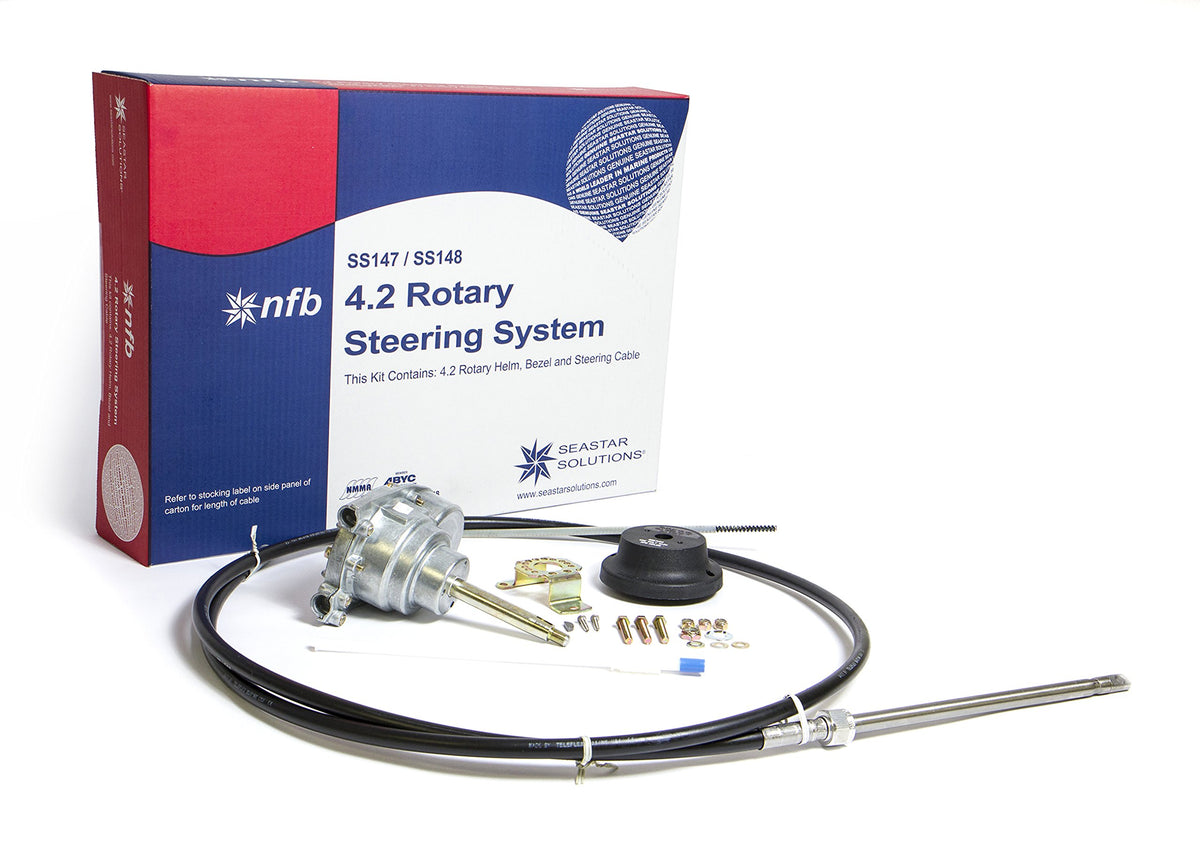 SeaStar No Feedback (NFB) Rotary Steering Kit SS14710, Single Cable 10 Feet, Fits Boats up to 24 Feet