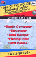 Fishing Hot Spots Lake of the Woods Southwest Section Fishing Map - Waterproof Depth Contour Chart