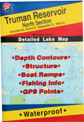 Fishing Hot Spots Truman Reservoir-North Waterproof Fishing Map with Depth Contours and GPS Points