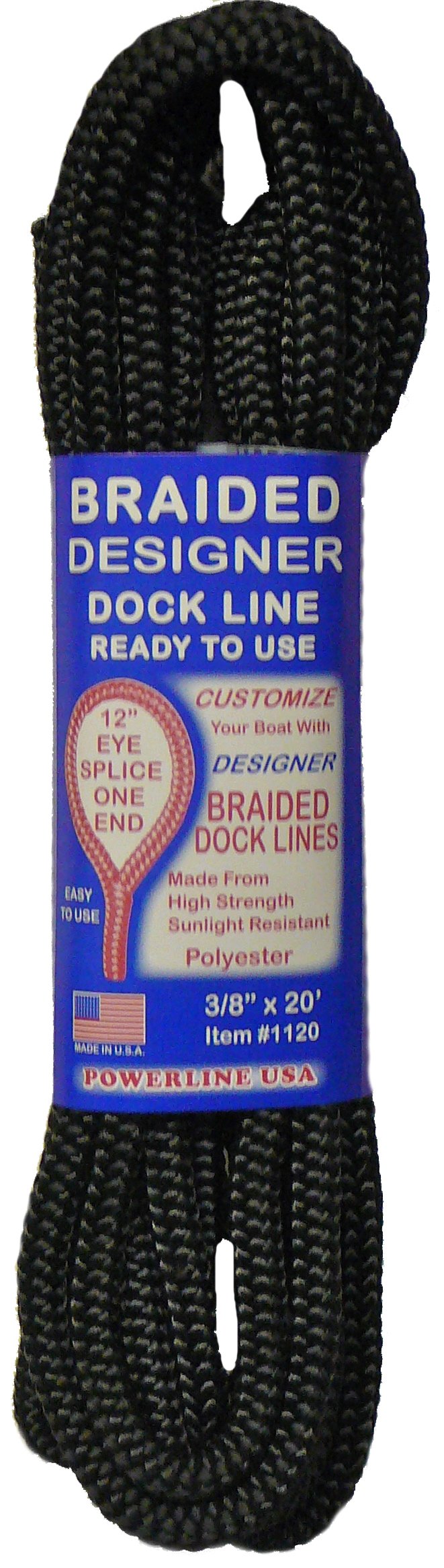 AAmstrand Dock Line - Braided Polyester Mooring Line with Eye Splice, 3/8" x 20'