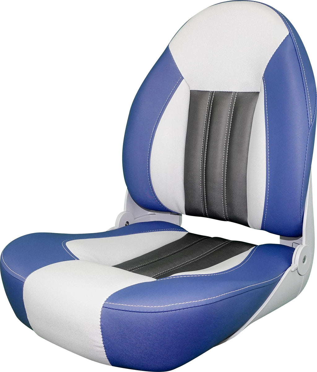 Tempress ProBax Orthopedic Folding High Back Boat Seat - Black/Charcoal/Carbon or Blue/Gray/Carbon