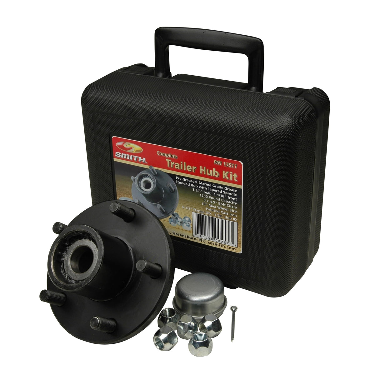 CE Smith Trailer Hub Kit 13511, 1-3/8 to 1-1/16 Inch Tapered, 5-Lug, 1750 lb Capacity
