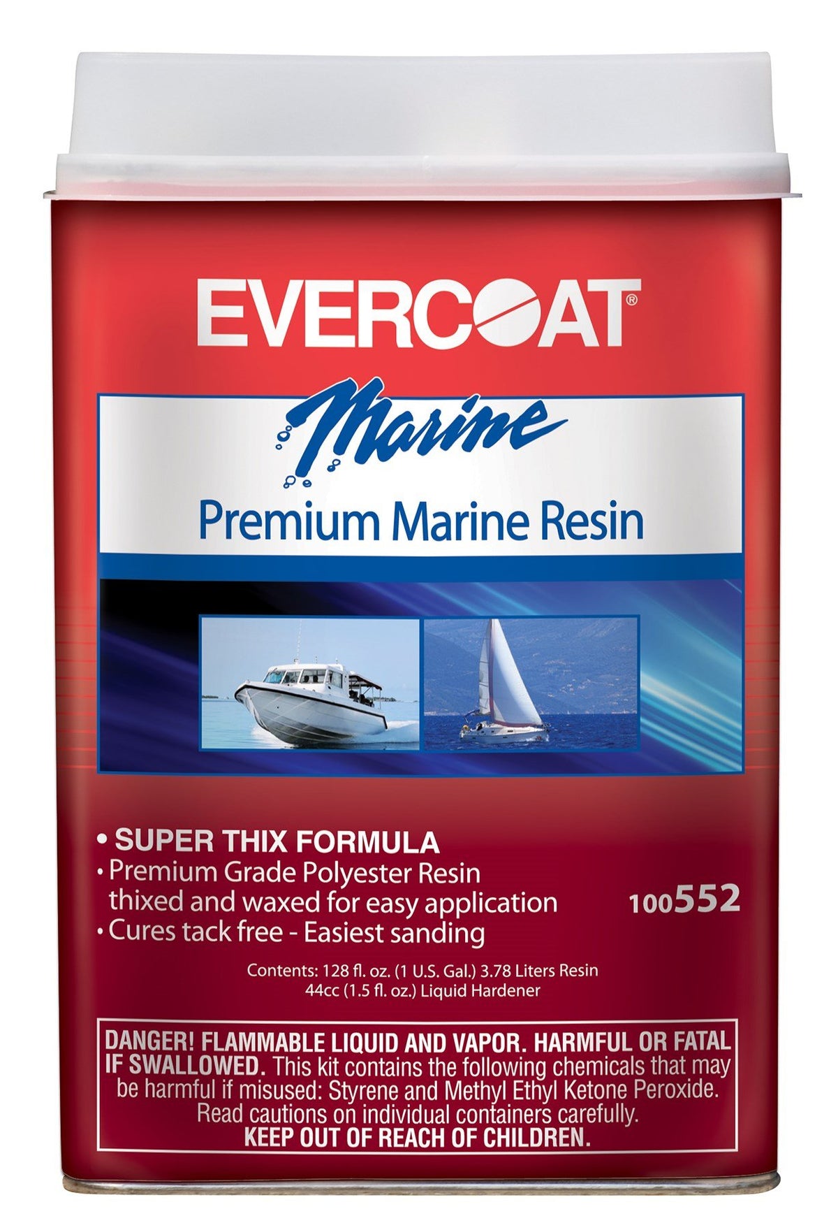 Evercoat 100552 Premium Marine Polyester Resin, 1 Gallon, Set of 4