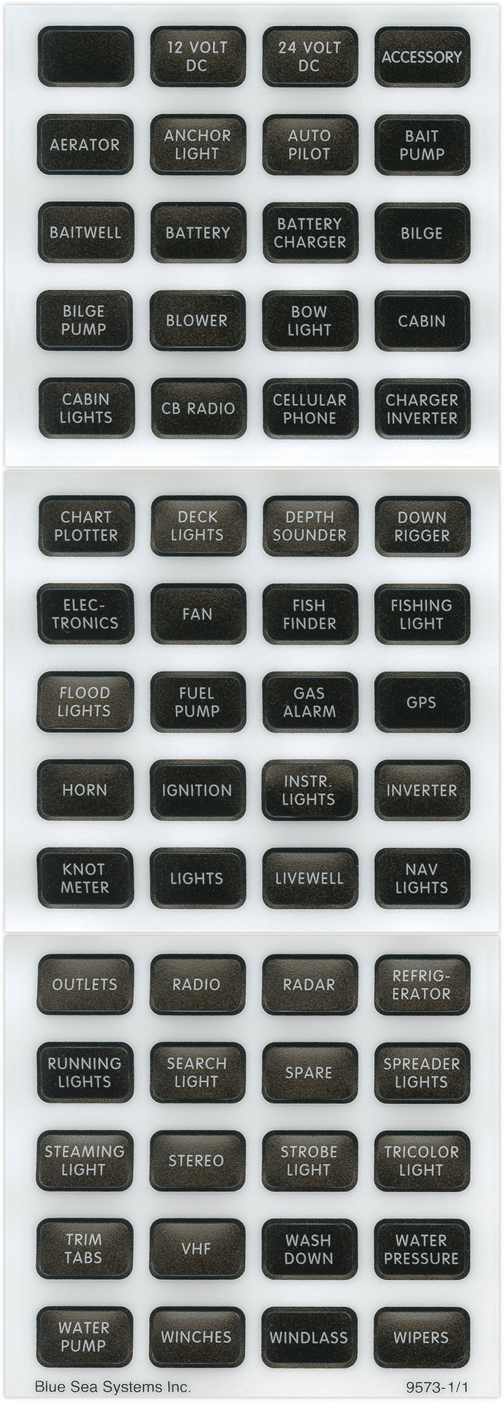 Blue Sea Systems 8214 Black Label Kit, 60 Waterproof DC Circuit Labels