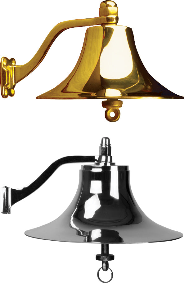 Sea-Dog 455001 6 Inch Chrome Plated Cast Brass Ships Bell with Mounting Bracket