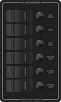 Blue Sea Systems 8373 Contura Switch Panel, 6-Position Vertical, Black, IP66 Waterproof
