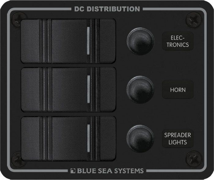 Blue Sea Systems 8374 Contura Switch Water-Resistant Panel, 3 Position, Black
