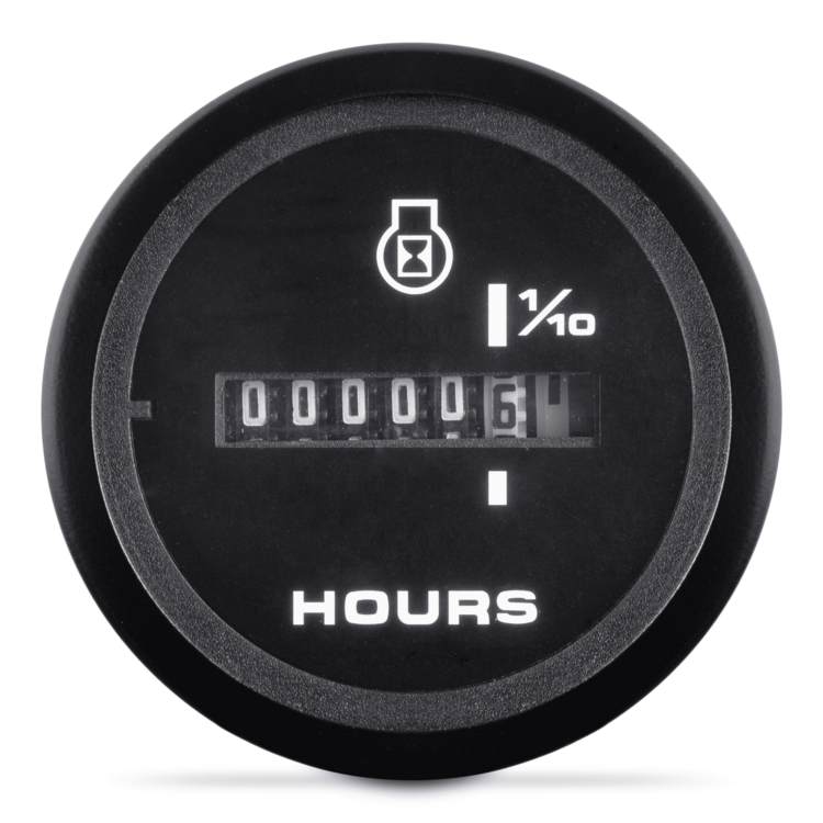Sierra 84760P Amega 2 Inch Hourmeter Gauge, 12-24V, Black Dial