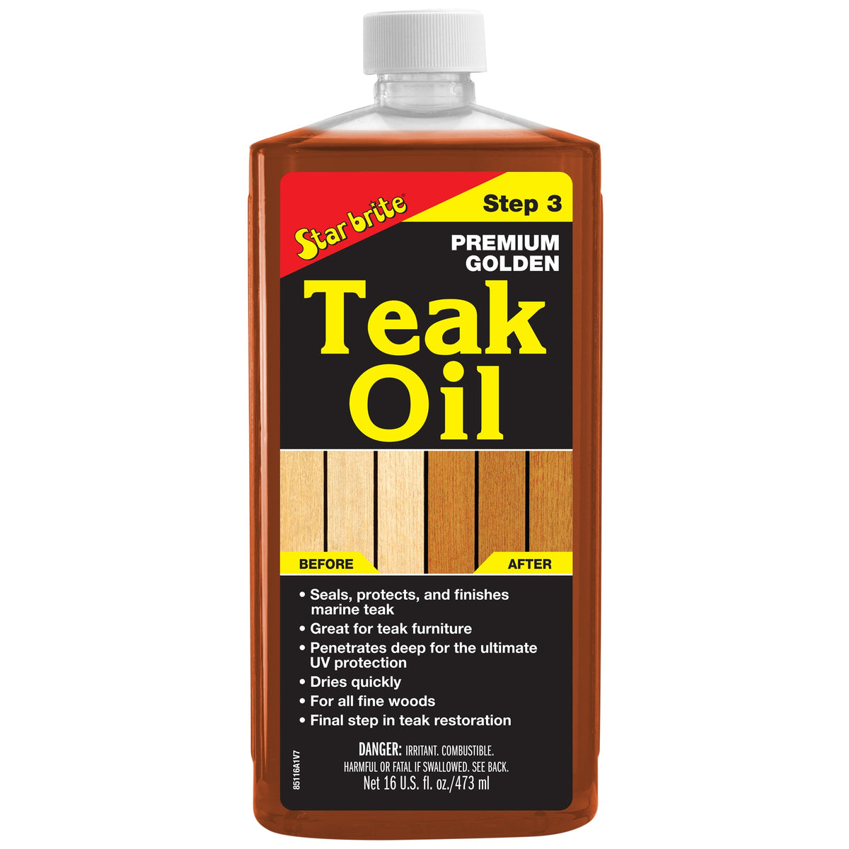 Star brite Premium Golden Teak Oil - Step 3, 32 oz Wood Sealer, Preserver and Finish for Teak and Fine Woods