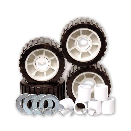 Tie Down Engineering 86419 Black 5 Inch PVC Ribbed Wobble Roller Kit, 7/8 In and 1-1/8 In Shafts