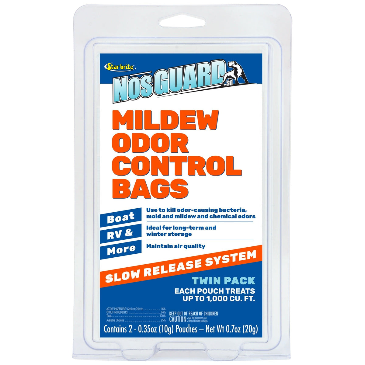 Star brite 89970 Mildew Odor Control Bags, Slow-Release Vapor System, Treats Up to 1,000 Cubic Feet