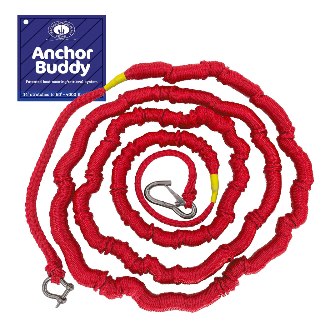 Tuggy Products Anchor Buddy Bungee Anchor Line - 14 to 50 Foot Stretch, Red or Black