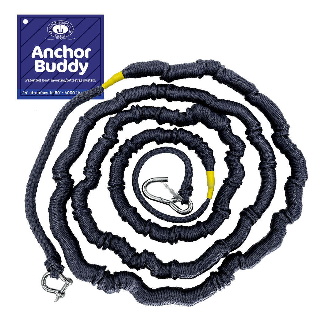 Tuggy Products Anchor Buddy Bungee Anchor Line - 14 to 50 Foot Stretch, Red or Black