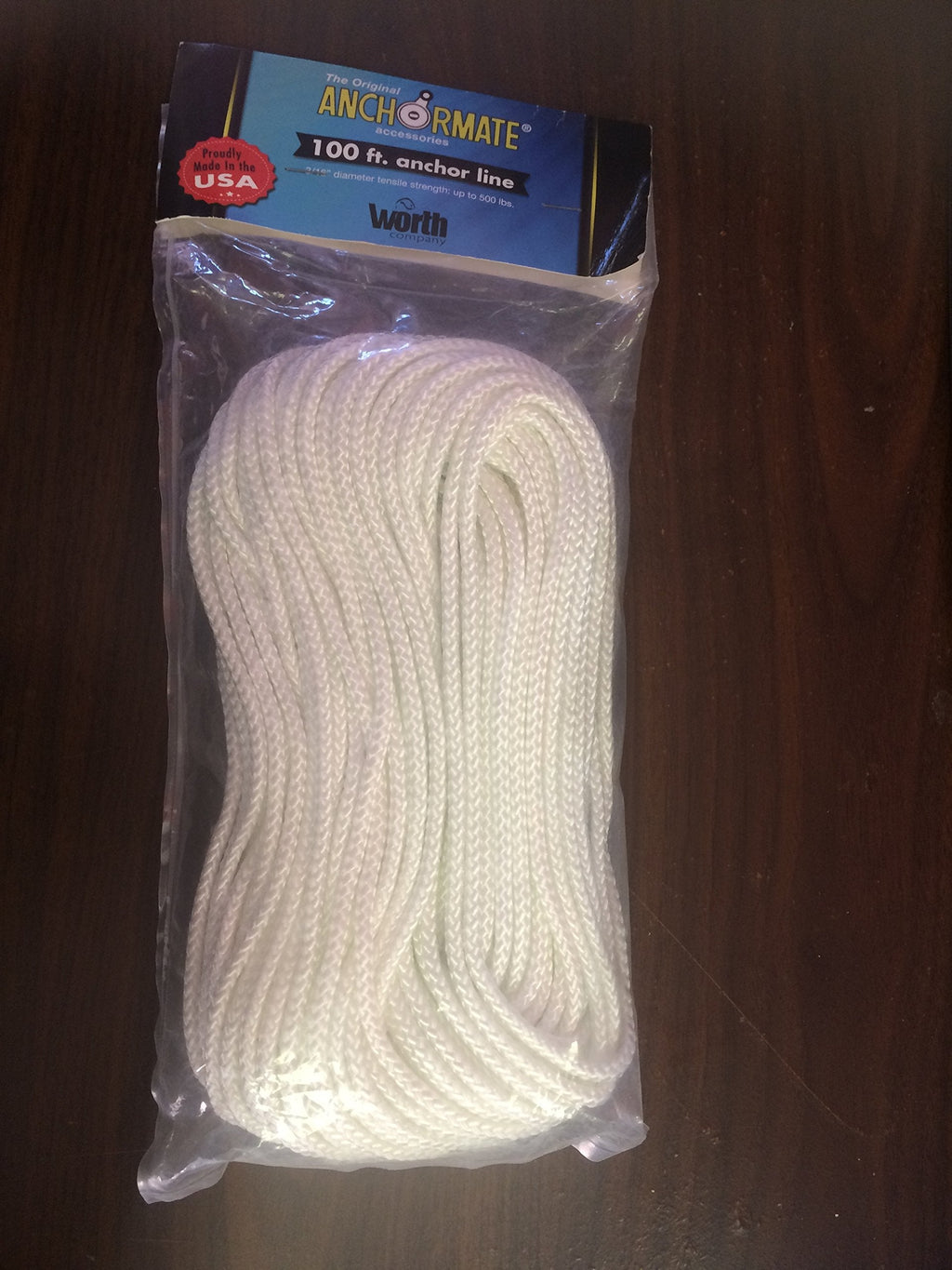 Worth Company Anchor Line - 3/16" Solid Braid Nylon Anchor Rope, Available in 100' to 150' Lengths