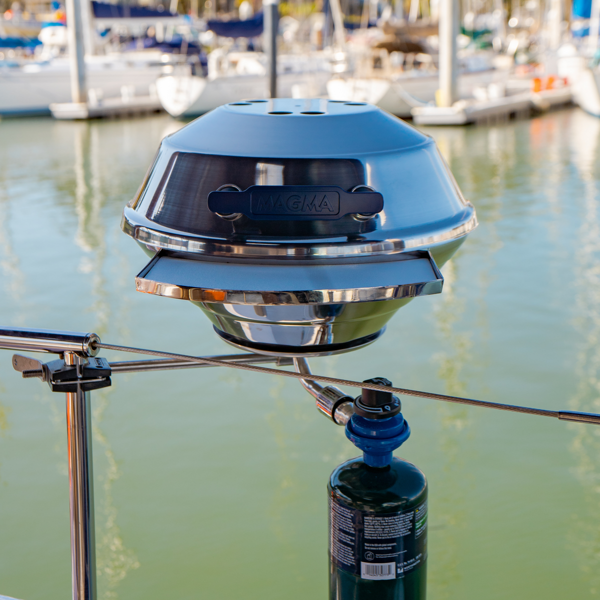 Magma A10-205 Original Size Marine Kettle Gas Grill, 15 Inch Portable Stainless Steel Boat Grill
