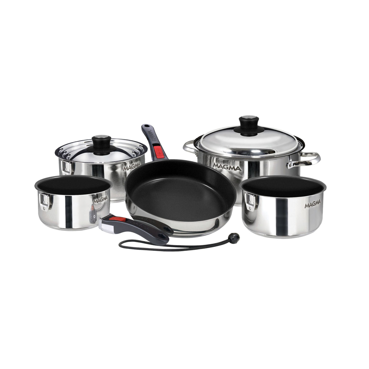 Magma 10-Piece Non-Stick Nesting Cookware Set, 18-10 Stainless Steel, Induction Compatible A10-366-2-IND