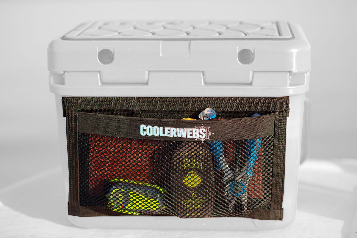 TackleWebs CoolerWebs Hook and Loop Cooler Storage Pocket, 15" x 9", Available in White or Black