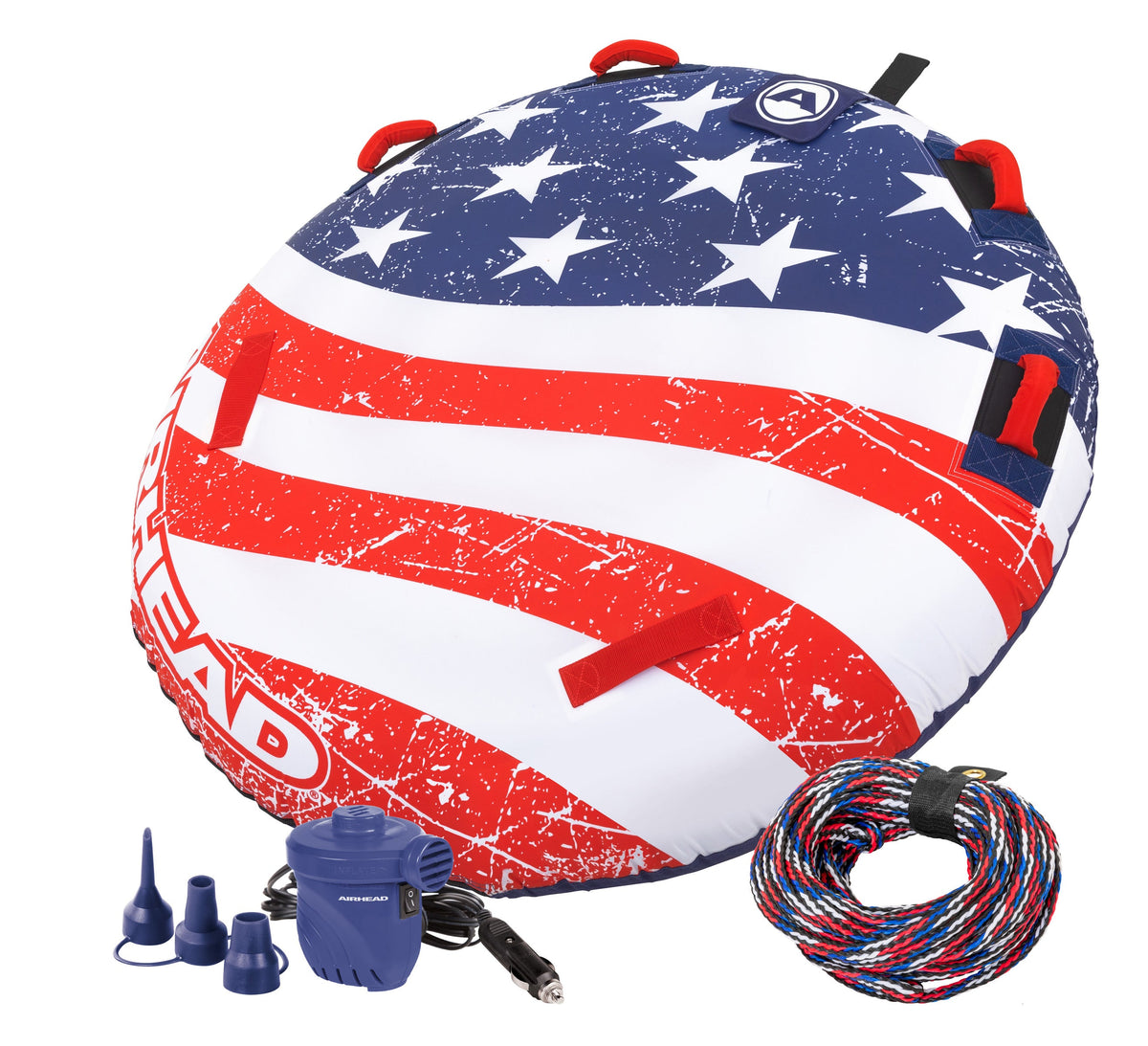 Airhead Stars & Stripes Kit 53-4310K - 1 Rider Towable Tube with Rope and Pump