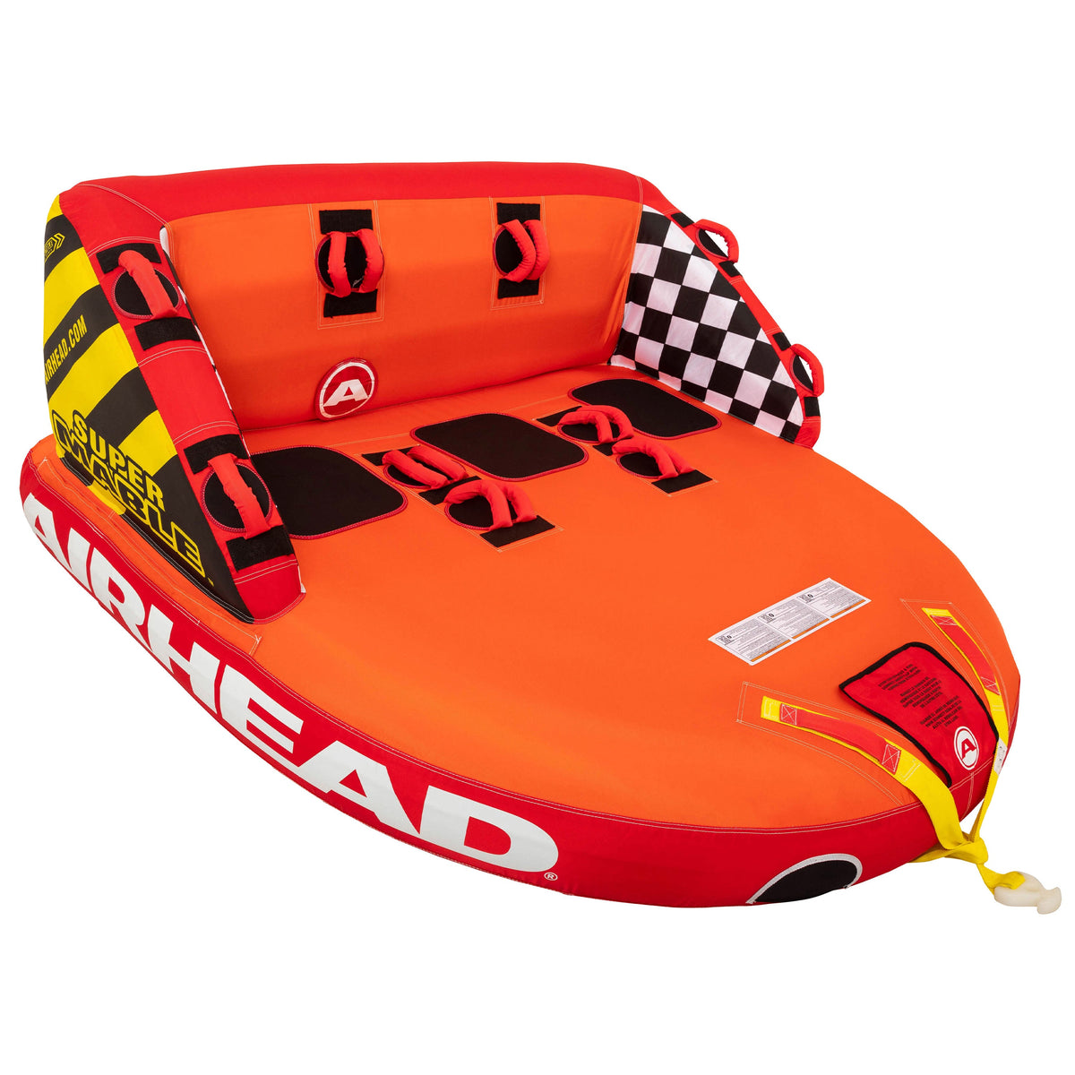 Airhead Super Mable AHT2223SM 3 Person Chariot-Style Towable Tube for Boating, Orange