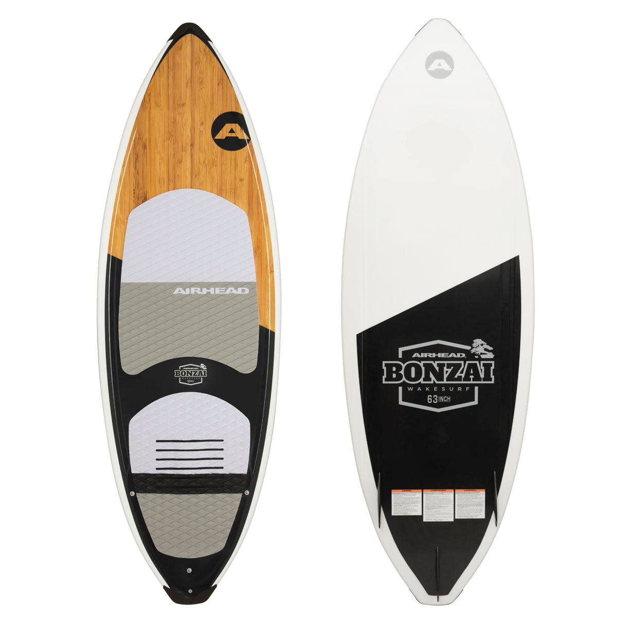 Airhead Bonzai Compression Molded Fiberglass Surf-Style Wakesurf Board, 63 x 20.5 Inch