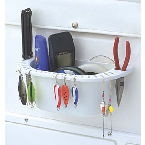 Boatmates Boat Cockpit Organizer, White, Suction-Mount Storage Caddy, 12 x 6 x 4 Inches